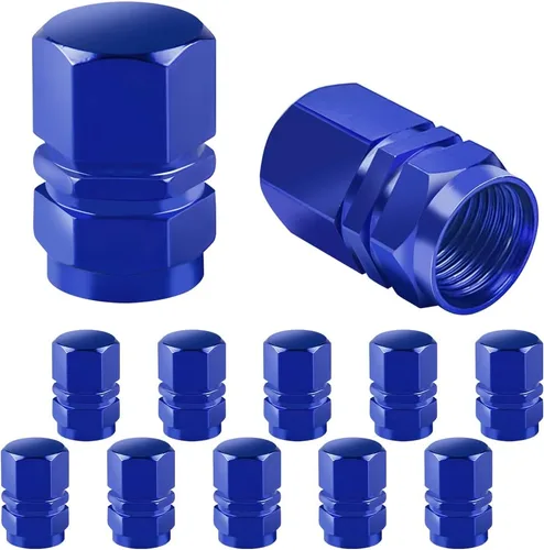 Tapón de vástago de válvula de neumático de automóvil, 12 piezas cubiertas de válvulas de rueda, tapas de aire a prueba de fugas, accesorio de Azul