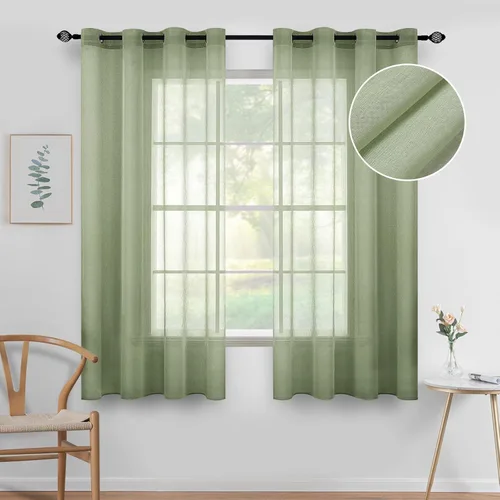 Miniatura 28 de MIULEE - Cortinas transparentes para ventana (2 paneles). Cortinas elegantes., Poliéster & Mezcla de poliéster, Blanco