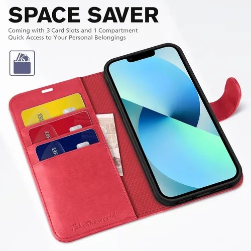 Miniatura 7 de TUCCH Funda tipo cartera para iPhone 13 de 6.1 pulgadas 5G, [Bloqueo RFID] Soporte con ranuras para tarjetas