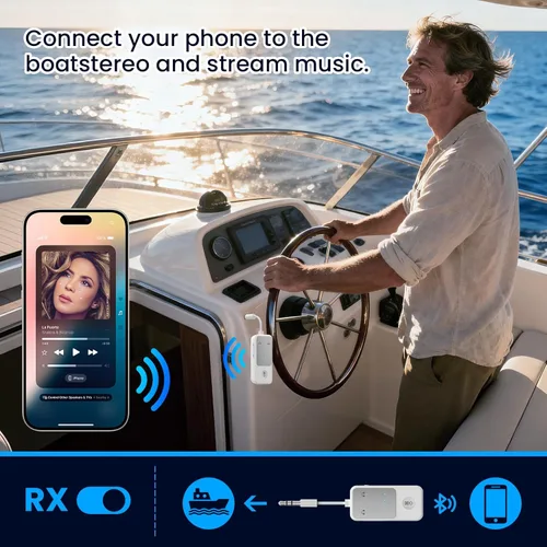 Miniatura 5 de Receptor transmisor Bluetooth 5.2, adaptador de audio adaptativo Qualcomm aptX, adaptador auxiliar inalámbrico 2 en 1 de 0.138 in para TV, avión