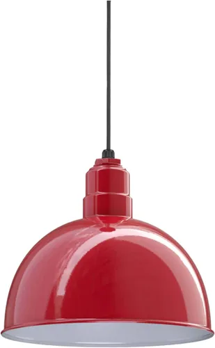 Miniatura 46 de Steel Lighting Co. Colgante de cuenco rosa Lámpara montada en el techo Cúpula de 15 pulgadas vástago de 12 pulgadas Estilo granero de acero