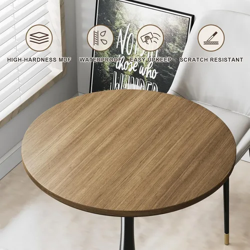 Miniatura 6 de Mesa pequeña de tulipanes de 24 pulgadas para 2 personas, mesa de comedor redonda de nogal para cocina, mesa moderna de mediados de siglo con base