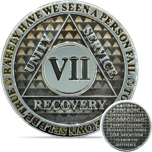 Miniatura 20 de Moneda de sobriedad de 10 años Chip AA Legacy Ficha de aniversario de recuperación de triplaca gruesa (Aqua)