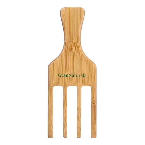 GranNaturals Peine de dientes anchos de 4 puntas para esponjar, peinar y desenredar peinados rizados y ondulados, púas de madera para cabello