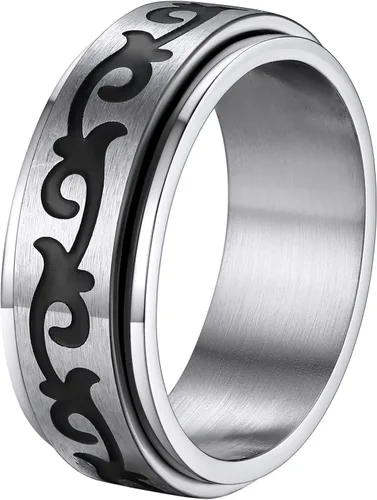 Miniatura 22 de Supcare Anillo giratorio para hombre y mujer, diseño nórdico/celta/luna, estrella, anillo giratorio con nombre personalizado, regalos para Navidad
