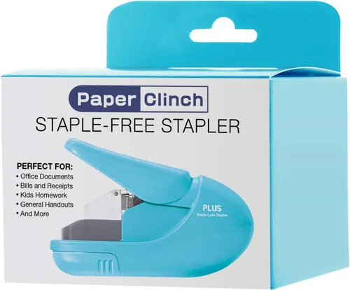 Miniatura 8 de Plus Paper Clinch - Engrapadora compacta sin grapas, color azul turquesa