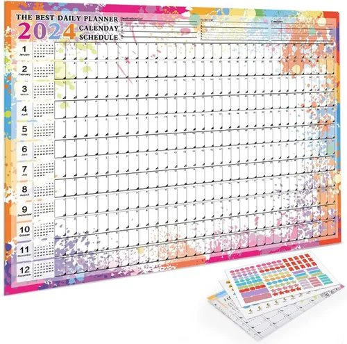 Calendario de póster de 29 x 20 pulgadas, calendario de pared 2025, planificador de pared anual de 12 meses, calendario de pared grande para todo el