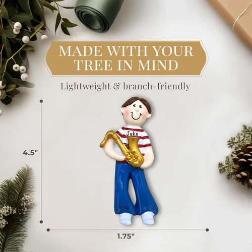 Miniatura 4 de Adorno de saxofón personalizado para niño 2025 Personalización gratuita las 24 horas Adornos musicales de Navidad para árbol Recuerdo