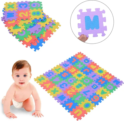 Miniatura 3 de Tapete de juego de espuma EVA para niños, 36 piezas de tapetes suaves de rompecabezas con números y letras, suelo educativo grueso para habitación