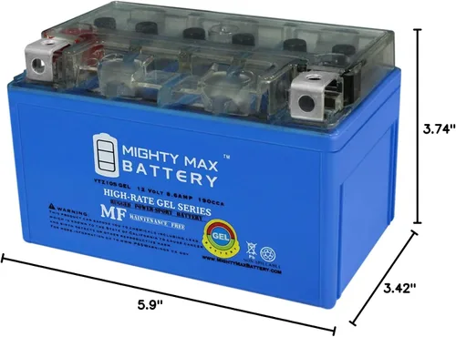 Miniatura 8 de Mighty Max Battery Reemplazo de batería de gel de 12V 8.6Ah 190CCA para Power Sport ETZ10S