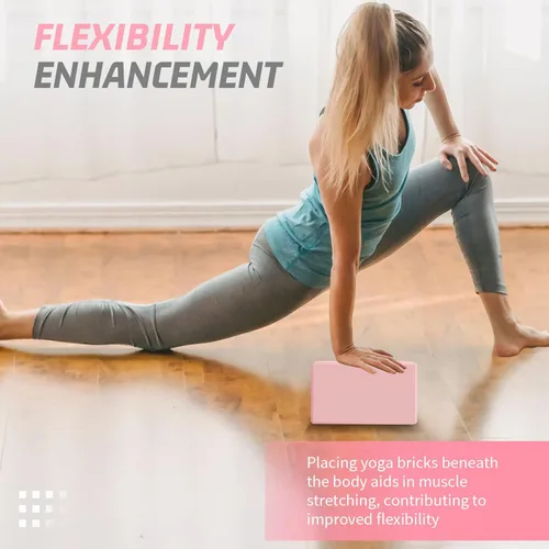 Miniatura 5 de Biguphate Bloques de yoga, paquete de 2 bloques de yoga de espuma EVA de soporte, sin látex, bloques de ejercicio antideslizantes, accesorios