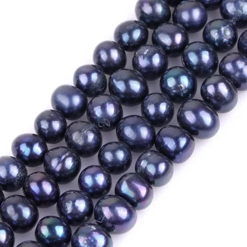 Miniatura 5 de Cuentas de perlas cultivadas de agua dulce para hacer joyas, piedras preciosas naturales semipreciosas de 0.433-0.472 in, redondas, color negro, 15