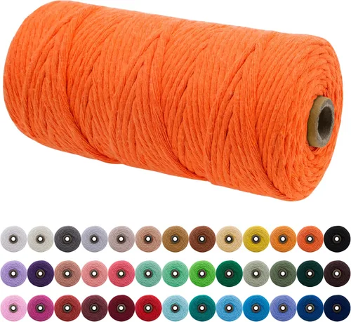 Miniatura 152 de JeogYong Cordón de macramé de un solo hilo 2mm x 164 yardas (492 pies) Cuerda de algodón suave, hilo de macramé 2 mm, suministros de macramé