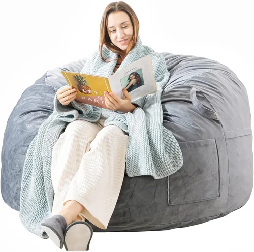 Miniatura 14 de EDUJIN Puf de espuma viscoelástica para adultos, funda de terciopelo suave, elegante sofá para sala de estar, práctico bolsillo y diseño de asa