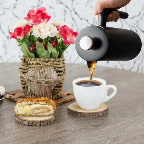 Miniatura 7 de Mixpresso Cafetera de Prensa Francesa de Acero Inoxidable Negro 26 Oz 770 ml, Prensa Francesa de Acero Inoxidable con Aislamiento de Doble Pared