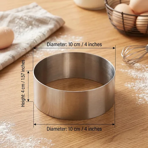Miniatura 2 de DATANYA Cake Ring Molds 4 Inch Stainless Steel Round Food Ring Dessert Mousse Cooking Ring Molds with Pushers & Lifter for Pastry Crumpet Baking