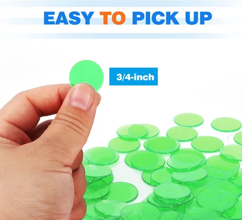 Miniatura 2 de GSE Games & Sports Expert Chips de bingo verdes, 2,000 fichas de conteo transparentes de alto contraste de 3/4 pulgadas para juegos de bingo, fiestas