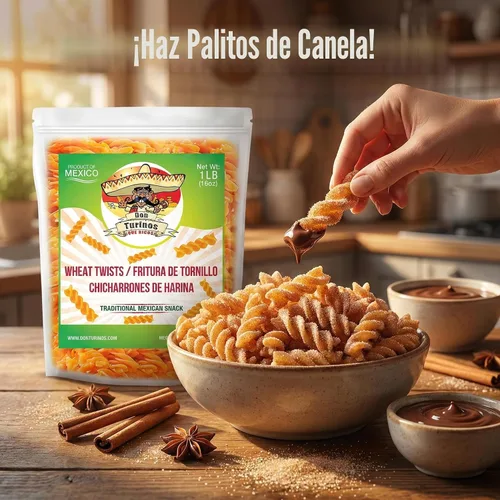 Miniatura 6 de Giros de trigo para freír (Duritos/Duros) – Giros de trigo mexicanos - Chicharrones de Harina Haz giros de azúcar y canela 1 libra – Don Turinos