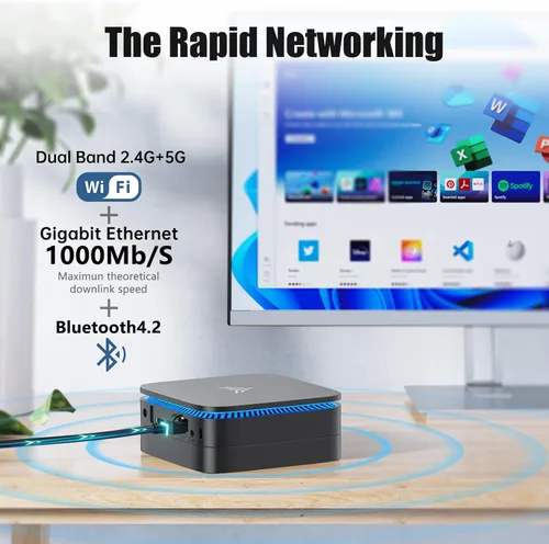 Miniatura 8 de KAMRUI AK1PLUS Mini PC, 8GB DDR4 256GB M.2 SSD, Mini computadora de escritorio con 4 USB-A, 2 HDMI, Ethernet