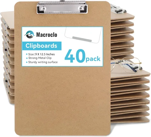 Miniatura 11 de Portapapeles de Madera, Tamaño Carta, Tablero de Clip de Fibra Dura 8.5x11 para Aula, Estudiantes, Niños, Profesores, Tamaño Estándar A4, 9" x 12.5