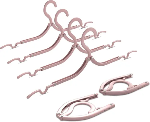 Miniatura 12 de Perchas de viaje de alta calidad, perchas plegables portátiles, súper rodamiento plegable, estante de secado de ropa plegable para viajes, uso en 3