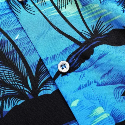 Miniatura 6 de SheLucki - Camisa hawaiana para hombre, unisex, estilo informal, manga corta, con botones y estampado de sombra de palmeras, para el verano