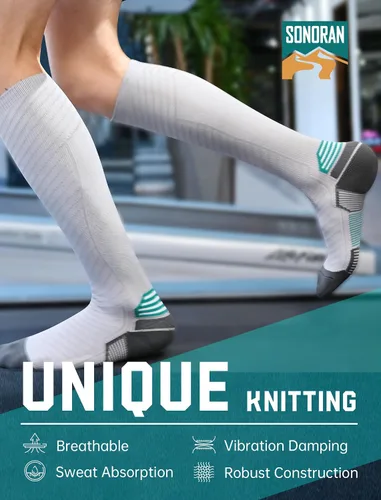 Miniatura 6 de SONORAN Calcetines de compresión para hombres y mujeres (246 pares) 20-30 mmHg de compresión graduada hasta la rodilla para correr, atletismo