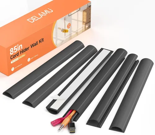 Miniatura 12 de Kit de ocultación de cables Delamu para pared con adhesivo, cubierta de alambre de múltiples funciones, 42.5 pulgadas para ocultar cables en Blanco