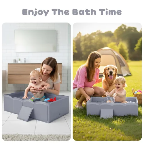 Miniatura 7 de Bañera plegable para ducha para bebé, estructura reforzada, bañera plegable con base antideslizante, bañera portátil para niños de 6 meses a 4 años