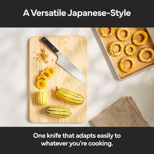 Miniatura 6 de Misen Cuchillo de chef japonés Santoku, acero inoxidable de alto carbono de 7.5 pulgadas, diseño clásico de cuchillo japonés para cortar, rebanar