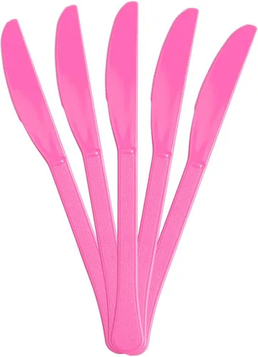 JAM Paper Premium Utensils Party Pack - Cuchillos de plástico - Fucsia rosa intenso - 48 cuchillos desechables/paquete