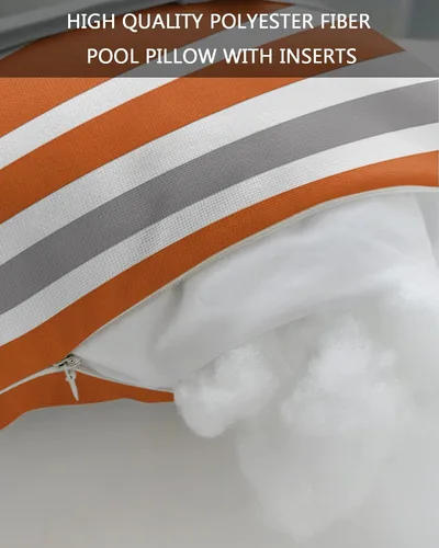Miniatura 7 de T&H XHome Almohada de exterior para tumbona, diseño geométrico simple de rayas, impermeable, almohada lumbar con correa elástica ajustable