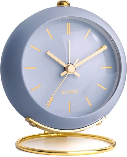 AYRELY® Relojes Despertadores de Escritorio a Batería con Luz, Reloj Analógico Pequeño Retro Silencioso Sin Tictac, Reloj de Mesa Fuerte para Mesita