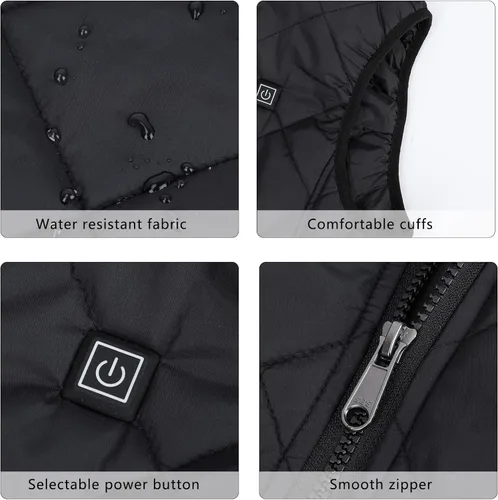 Miniatura 5 de nomakk Womens Heated Vest with 3 Heating Levels 4 Heating ZonesNeck Heating Jacket Washable Batteries not included