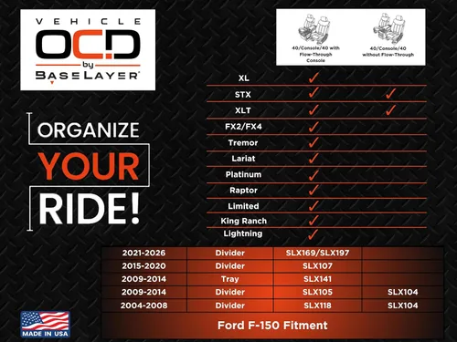 Miniatura 7 de Vehicle OCD - Organizador de consola central para Ford F150 (2004-2008) (solo cambio de piso con asiento de cubo) - Fabricado en Estados Unidos