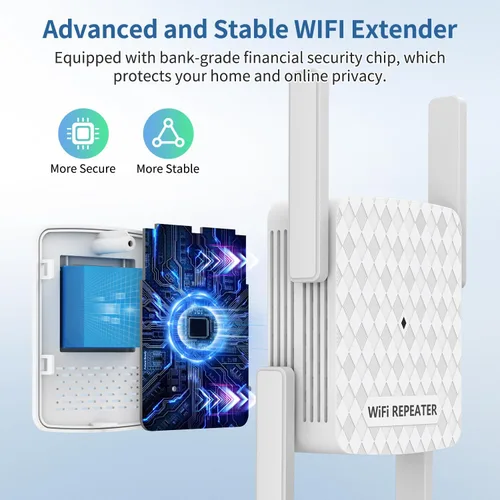 Miniatura 4 de Amplificador de señal WiFi, repetidor inalámbrico de Internet para cobertura del hogar de hasta 10000 pies cuadrados y 35 dispositivos, amplificador