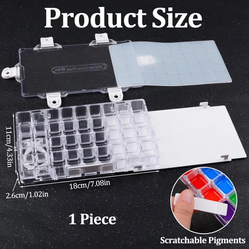 Miniatura 2 de WANDIC Caja de paleta, 1 caja de acuarela de 36 pocillos, caja de paleta de almacenamiento para pintura acrílica y al óleo, contenedores de pintura