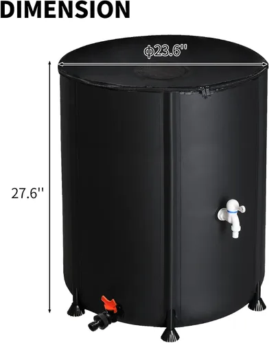 Miniatura 7 de Depósito de agua plegable de 50 galones, tanque de almacenamiento de agua portátil, sistema de recolección de agua de lluvia, contenedor de captador