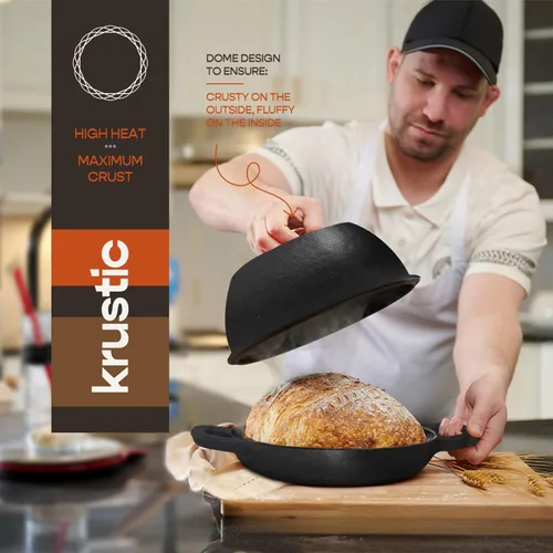 Miniatura 4 de Horno holandés de hierro fundido esmaltado para hornear pan de masa madre Olla de 6 cuartos de galón con tapa Juego de utensilios de cocina