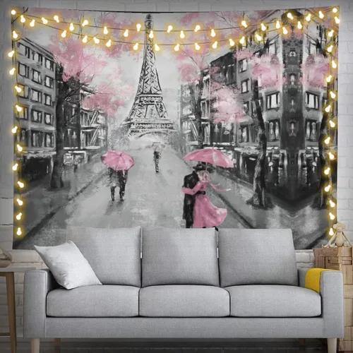 Narikuto Tapiz de la Torre Eiffel, telón de fondo de París para arte romántico de pared de la ciudad de Francia, decoración de fiesta de cumpleaños,