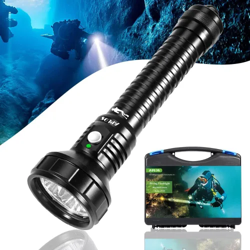 Miniatura 8 de APLOS Luz de buceo AP20 - Linterna de buceo de 2000 lúmenes, linterna submarina impermeable IPX8 con batería recargable y cargador
