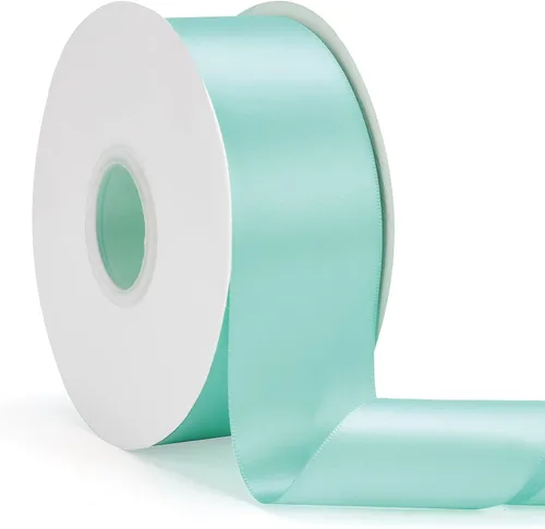 Miniatura 48 de Cinta de satén de doble cara verde manzana de 1-1/2 pulgadas x 50 yardas, cinta de color sólido de alta densidad, ideal para manualidades, envoltura