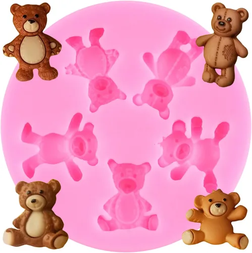 Molde de silicona para osos de peluche, molde de fondant para decoración de tartas, decoración de cupcakes, pasta de goma de caramelo de chocolate,