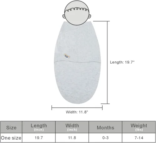 Miniatura 7 de BlueSnail Mantas ultra suaves para recién nacidos, fáciles de envolver, manta ajustable de algodón para bebé (0-3 meses, 8-13 libras, juego gris)