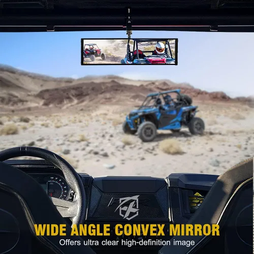 Miniatura 8 de Xprite 9" Espejo retrovisor central UTV con luces interiores y interruptor basculante, espejos retrovisores de aluminio se ajusta a 1.75"-2