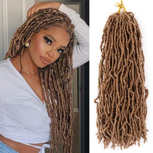 Miniatura 10 de Violet Rastas sintéticas de ganchillo de 18 pulgadas, trenzas de ganchillo naturales, trenzas sintéticas preenrolladas para mujeres negras