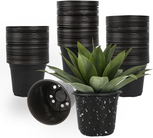Paquete de 100 macetas de vivero, macetas de plástico de 3 pulgadas para plantas con agujeros de drenaje, macetas de jardín para inicio de semillas