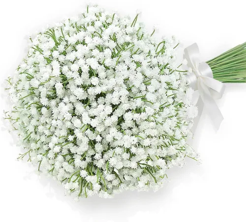 Miniatura 10 de 18 ramos de flores artificiales de eucalipto falsas de flores de gypsophila azules artificiales de tacto real para bodas, arreglos florales, Azul 18