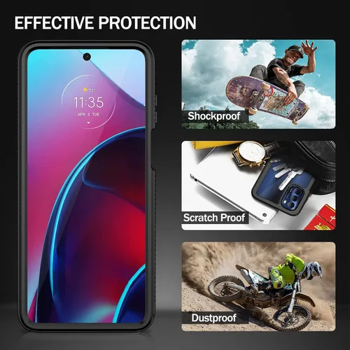 Miniatura 6 de Funda para Moto G Stylus 2022 4G, protector de pantalla integrado, cuerpo completo, a prueba de golpes, protección delgada, color negro