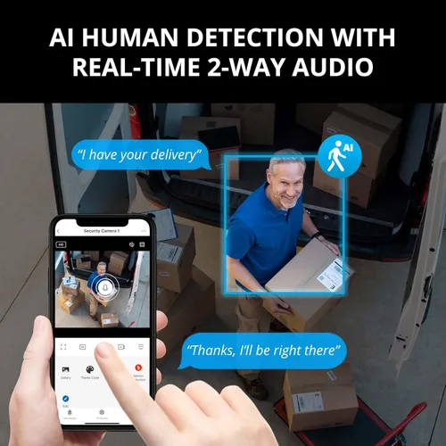 Miniatura 3 de Sistema de cámara de seguridad con cable Defender AI Powered Sentinel 4K, sistema de cámara de seguridad PTZ de 360° con seguimiento AI, detección